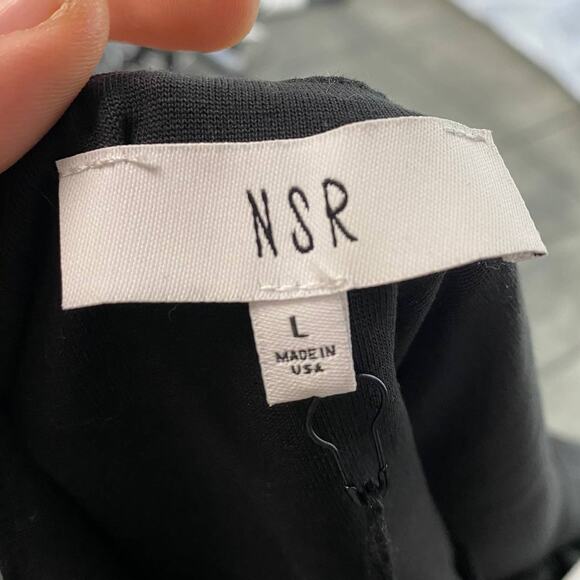 NSR Dress Women Large Black Mini‎ Cocktail Asymmetric Sleeve Mini V Neck - Picture 3 of 9